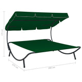 vidaXL Outdoor Lounge Bed With Canopy Green | SKU: 313526 | Barcode: 8720286137536