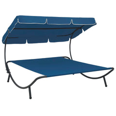 vidaXL Outdoor Lounge Bed With Canopy Blue | SKU: 313527 | Barcode: 8720286137543