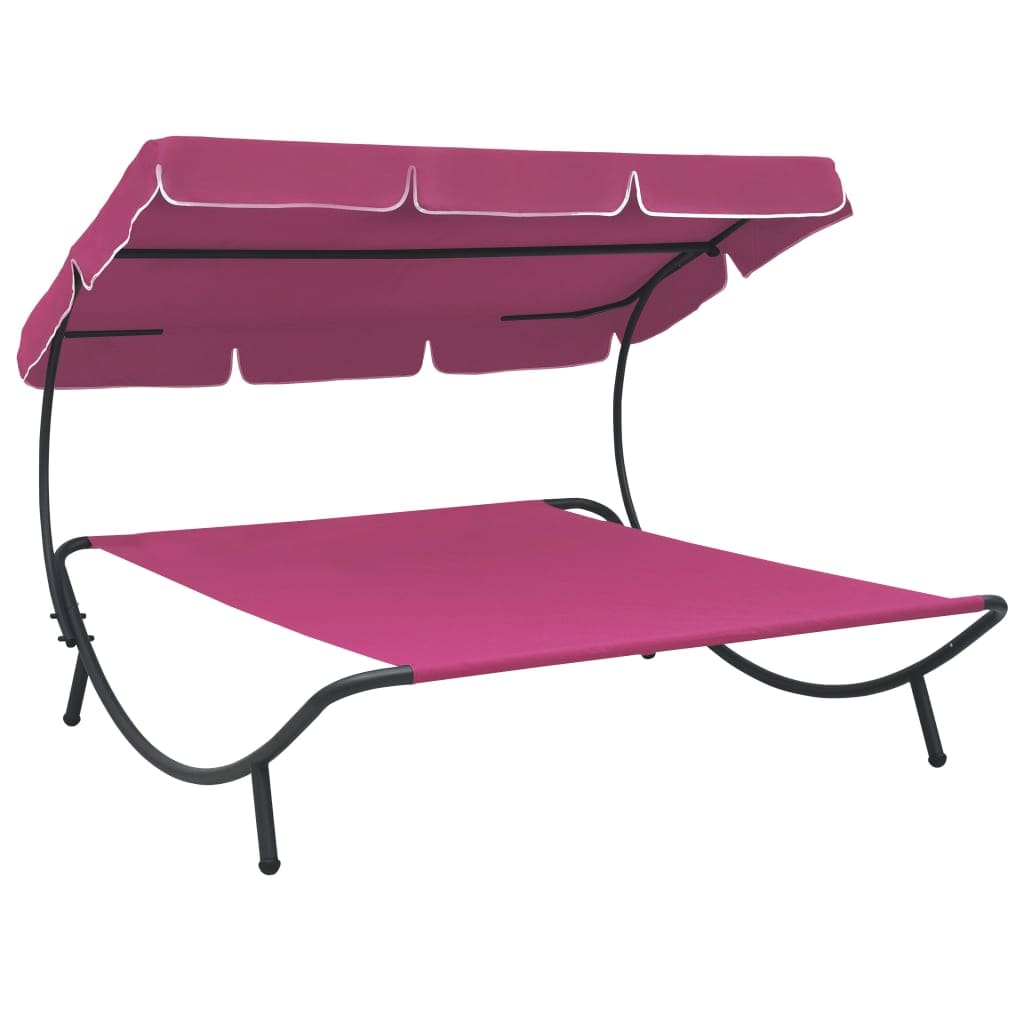 vidaXL Outdoor Lounge Bed With Canopy Pink | SKU: 313528 | Barcode: 8720286137550