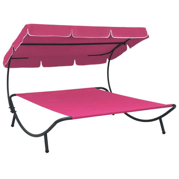 vidaXL Outdoor Lounge Bed With Canopy Pink | SKU: 313528 | Barcode: 8720286137550