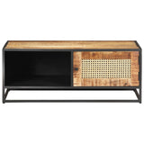 vidaXL Coffee Table 90x50x35 cm Rough Mango Wood And Natural Cane | SKU: 323143 | Barcode: 8720286142387