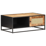vidaXL Coffee Table 90x50x35 cm Rough Mango Wood And Natural Cane | SKU: 323143 | Barcode: 8720286142387