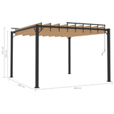 vidaXL Gazebo with Louvered Roof 3x3 m Taupe Fabric and Aluminium | SKU: 313925 | Barcode: 8720286153390