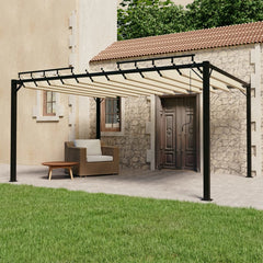 vidaXL Gazebo with Louvered Roof 3x4 m Cream Fabric and Aluminium | SKU: 313927 | Barcode: 8720286153413