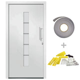 vidaXL Front Door Aluminium & PVC White 100x210 cm N1 (right opening) | SKU: 3056807 | Barcode: 8720286161906