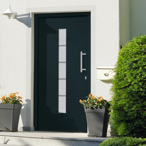 vidaXL Front Door Aluminium & PVC Anthracite 110x210cm N1(right op-ng) | SKU: 3056814 | Barcode: 8720286161975