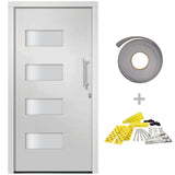 vidaXL Front Door Aluminium & PVC White 100x200 cm N3 (right opening) | SKU: 3056818 | Barcode: 8720286162019