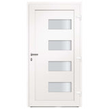 vidaXL Front Door Aluminium & PVC White 100x200 cm N3 (right opening) | SKU: 3056818 | Barcode: 8720286162019