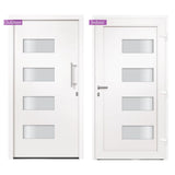 vidaXL Front Door Aluminium & PVC White 100x200 cm N3 (right opening) | SKU: 3056818 | Barcode: 8720286162019