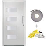 vidaXL Front Door Aluminium & PVC White 100x210 cm N3 (right opening) | SKU: 3056819 | Barcode: 8720286162026