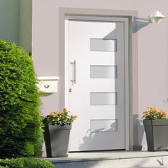 vidaXL Front Door Aluminium & PVC White 100x210 cm N4 (left opening) | SKU: 3056822 | Barcode: 8720286162057