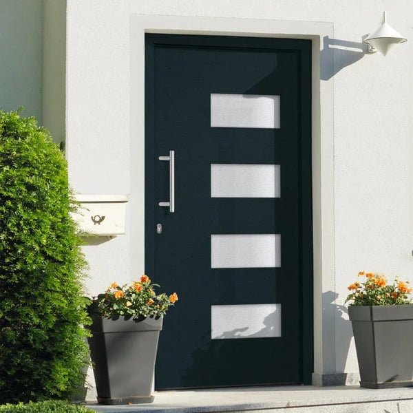vidaXL Front Door Aluminium & PVC Anthracite 110x210cm N3 (left op-ng) | SKU: 3056829 | Barcode: 8720286162125