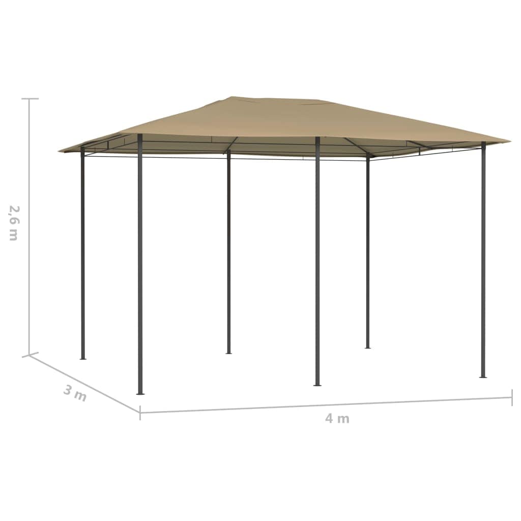 vidaXL Gazebo 3x4x2.6 m Taupe 160 g/m² | SKU: 313615 | Barcode: 8720286184509