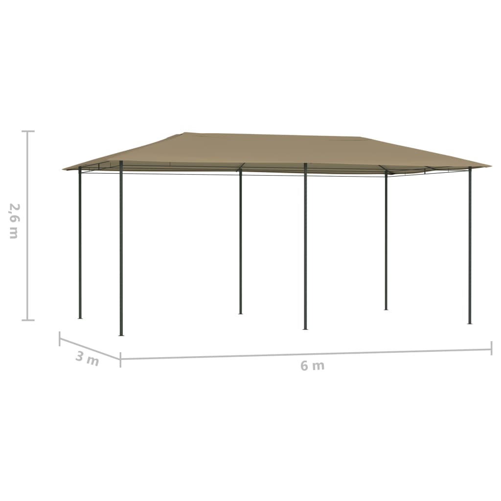 vidaXL Gazebo 3x6x2.6 m Taupe 160 g/m² | SKU: 313621 | Barcode: 8720286184561