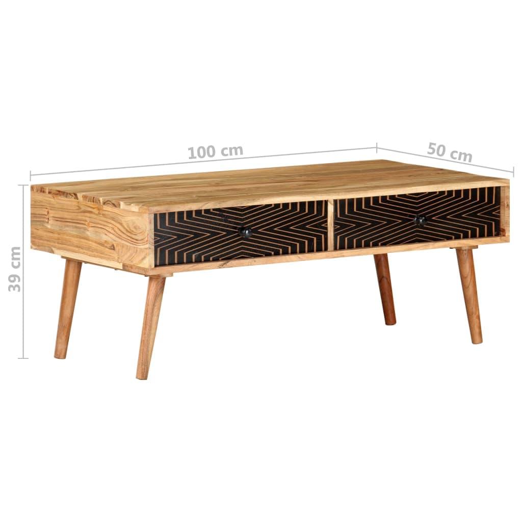 vidaXL Coffee Table 100x50x39 cm Solid Acacia Wood | SKU: 322666 | Barcode: 8720286201299