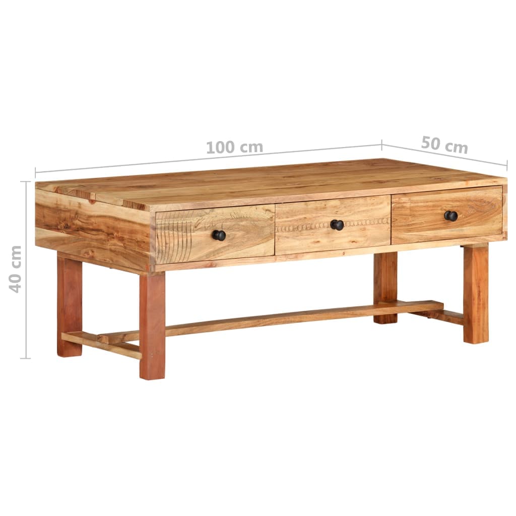 vidaXL Coffee Table 100x50x40 cm Solid Acacia Wood | SKU: 322669 | Barcode: 8720286201329
