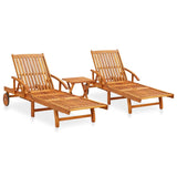 vidaXL 2 Piece Sunlounger Set With Table Solid Acacia Wood | SKU: 3057996 | Barcode: 8720286207758