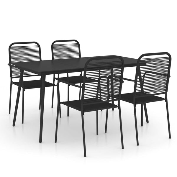 VidaXL Cotton Rope & Black Steel 5 Piece Dining Set | SKU: 3058279 | UPC: 8720286210239