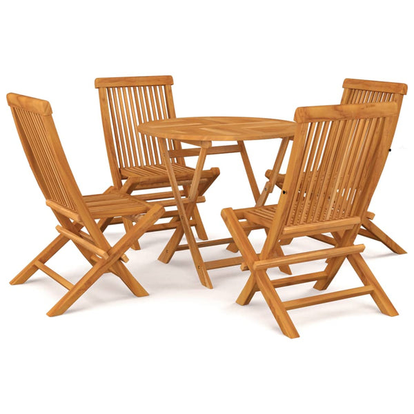 VidaXL 5 Piece Solid Teak Wood Garden Dining Set With Round Table | SKU: 3059579 | UPC: 8720286227152