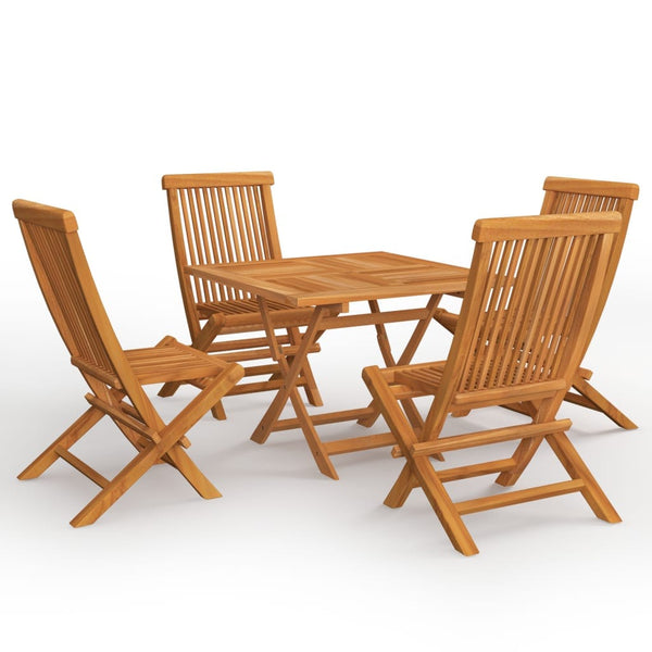 VidaXL 5 Piece Solid Teak Wood Garden Dining Set With Square Table | SKU: 3059583 | UPC: 8720286227190