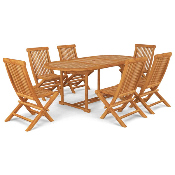 VidaXL 7 Piece Solid Teak Wood Garden Dining Set | SKU: 3059609 | UPC: 8720286227459