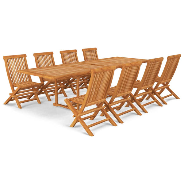 VidaXL 9 Piece Solid Teak Wood Garden Dining Set With Rectangular Table | SKU: 3059613 | UPC: 8720286227497