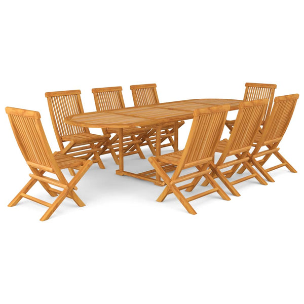 VidaXL 9 Piece Solid Teak Wood Garden Dining Set With Oval Table | SKU: 3059617 | UPC: 8720286227534