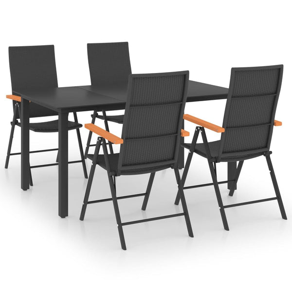 VidaXL Black & Brown 5 Piece Garden Dining Set With Rectangular Table | SKU: 3060072 | Barcode: 8720286228388 | Weight: 43.5kg