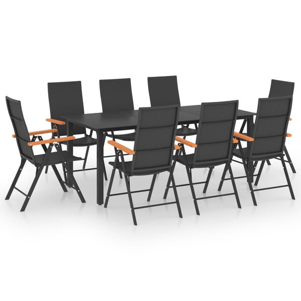 VidaXL Black And Brown 9 Piece Garden Dining Set | SKU: 3060075 | Barcode: 8720286228418 | Weight: 67.5kg