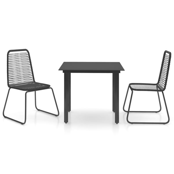 VidaXL Black PVC Rattan 3 Piece Garden Dining Set | SKU: 3060130 | UPC: 8720286228968