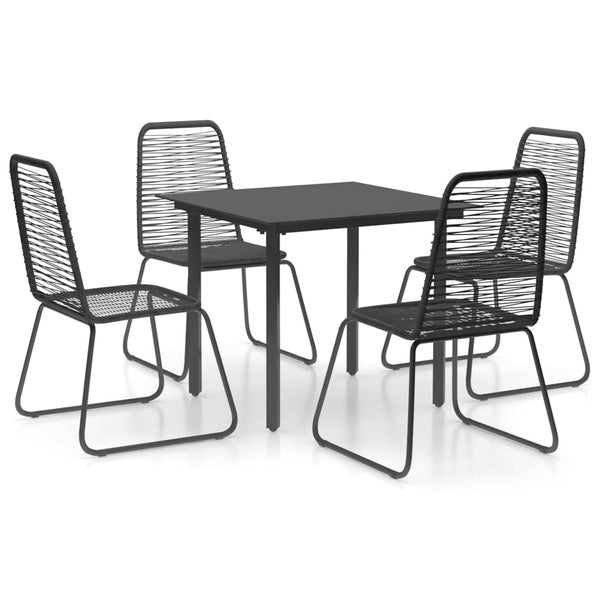 VidaXL Black PVC Rattan 5 Piece Garden Dining Set | SKU: 3060131 | UPC: 8720286228975