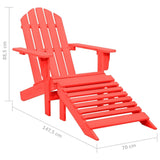 vidaXL Garden Adirondack Chair with Ottoman Solid Fir Wood Red | SKU: 315863 | Barcode: 8720286240441