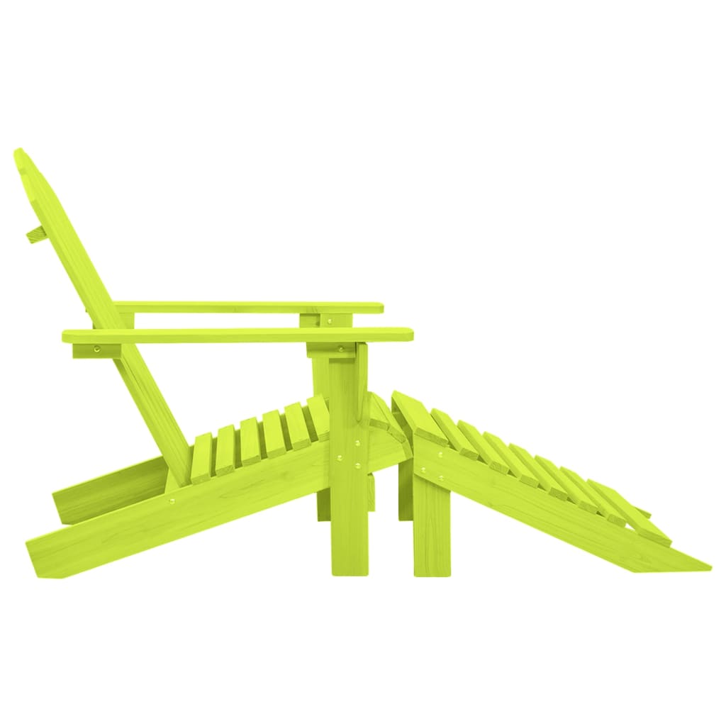 vidaXL Garden Adirondack Chair with Ottoman Solid Fir Wood Green | SKU: 315866 | Barcode: 8720286240472