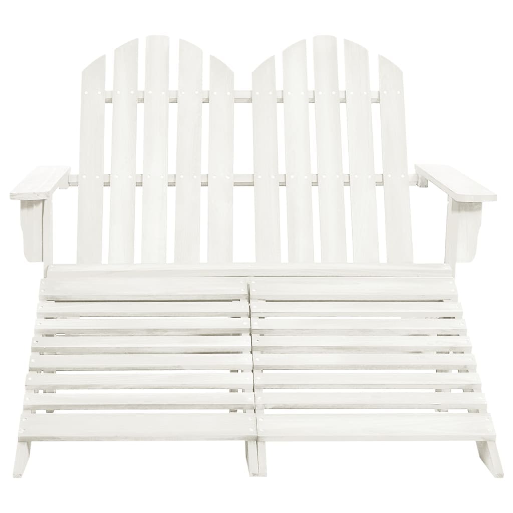 vidaXL 2-Seater Garden Adirondack Chair&Ottoman Fir Wood White | SKU: 315909 | Barcode: 8720286240908