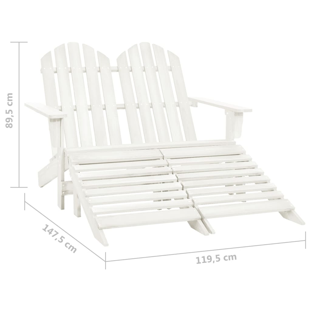 vidaXL 2-Seater Garden Adirondack Chair&Ottoman Fir Wood White | SKU: 315909 | Barcode: 8720286240908