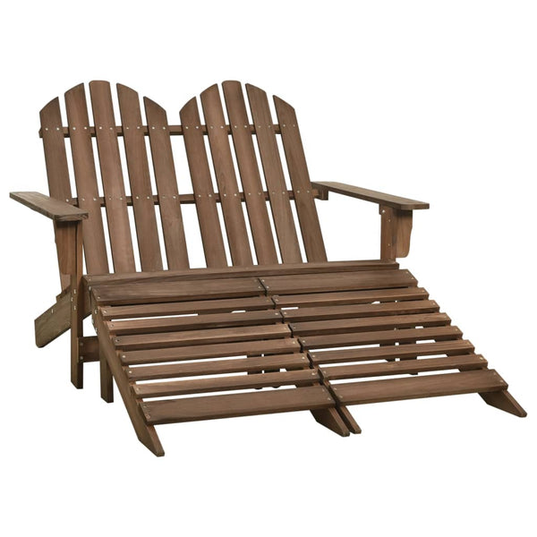 vidaXL 2-Seater Garden Adirondack Chair&Ottoman Fir Wood Brown | SKU: 315911 | Barcode: 8720286240922