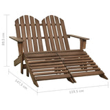 vidaXL 2-Seater Garden Adirondack Chair&Ottoman Fir Wood Brown | SKU: 315911 | Barcode: 8720286240922