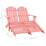 vidaXL 2-Seater Garden Adirondack Chair&Ottoman Fir Wood Pink | SKU: 315917 | Barcode: 8720286240984