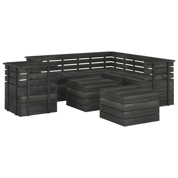VidaXL Solid Pinewood 8 Piece Garden Pallet Lounge Set In Dark Grey | SKU: 3063760 | Barcode: 8720286276846 | Weight: 117.93kg