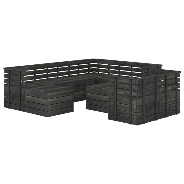 VidaXL Solid Pinewood 10 Piece Garden Pallet Lounge Set In Dark Grey | SKU: 3063764 | Barcode: 8720286276884 | Weight: 149.58kg