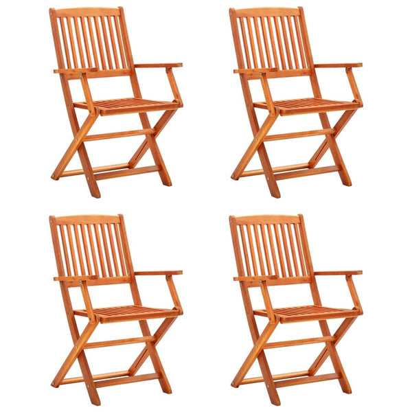 vidaXL Folding Garden Chairs 4 pcs Solid Eucalyptus Wood | SKU: 312450 | Barcode: 8720286334829