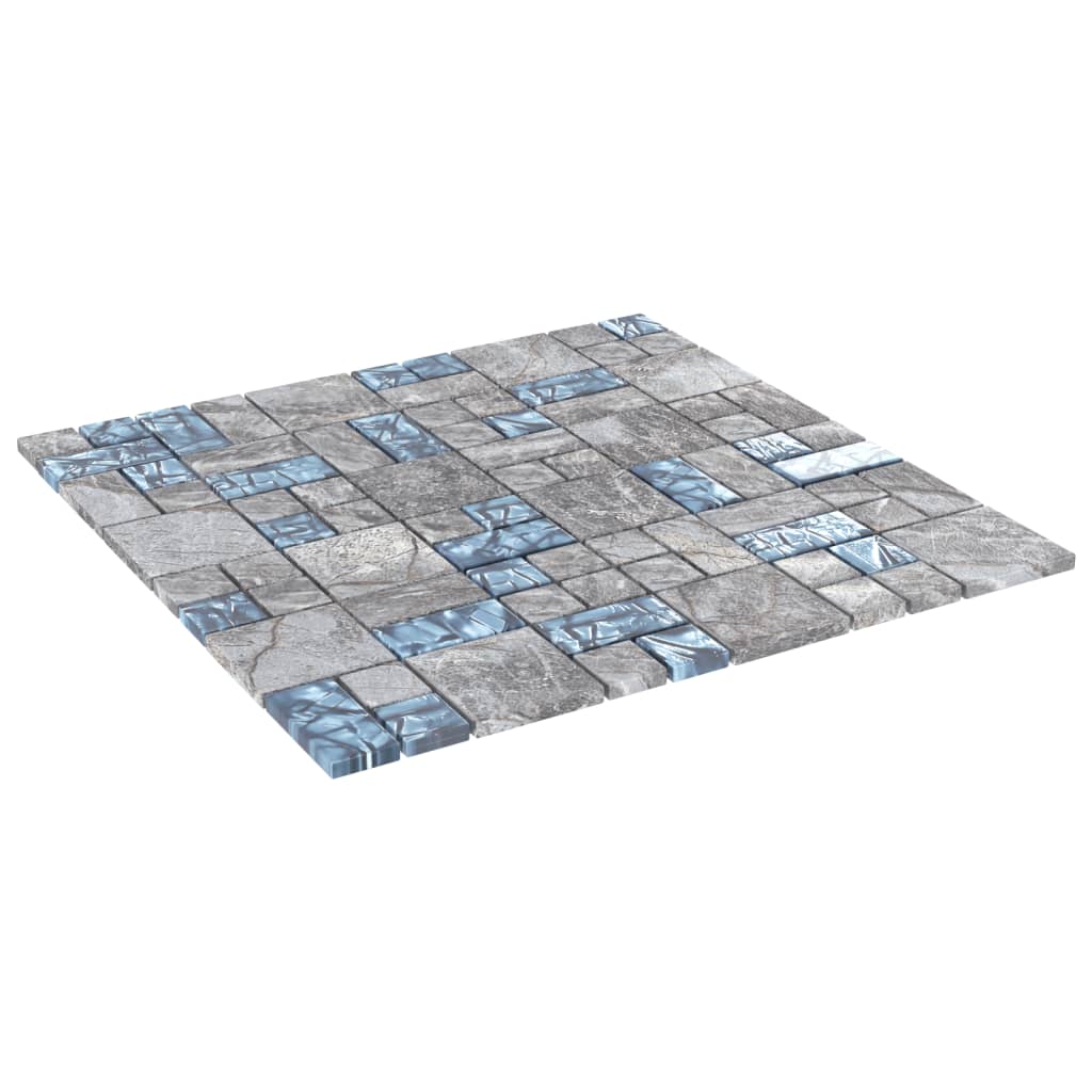 vidaXL Mosaic Tiles 22 pcs Grey and Blue 30x30 cm Glass | SKU: 327310 | Barcode: 8720286341025