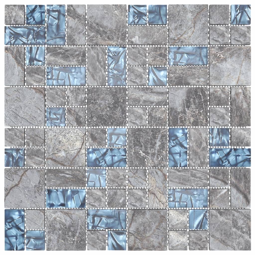 vidaXL Mosaic Tiles 22 pcs Grey and Blue 30x30 cm Glass | SKU: 327310 | Barcode: 8720286341025