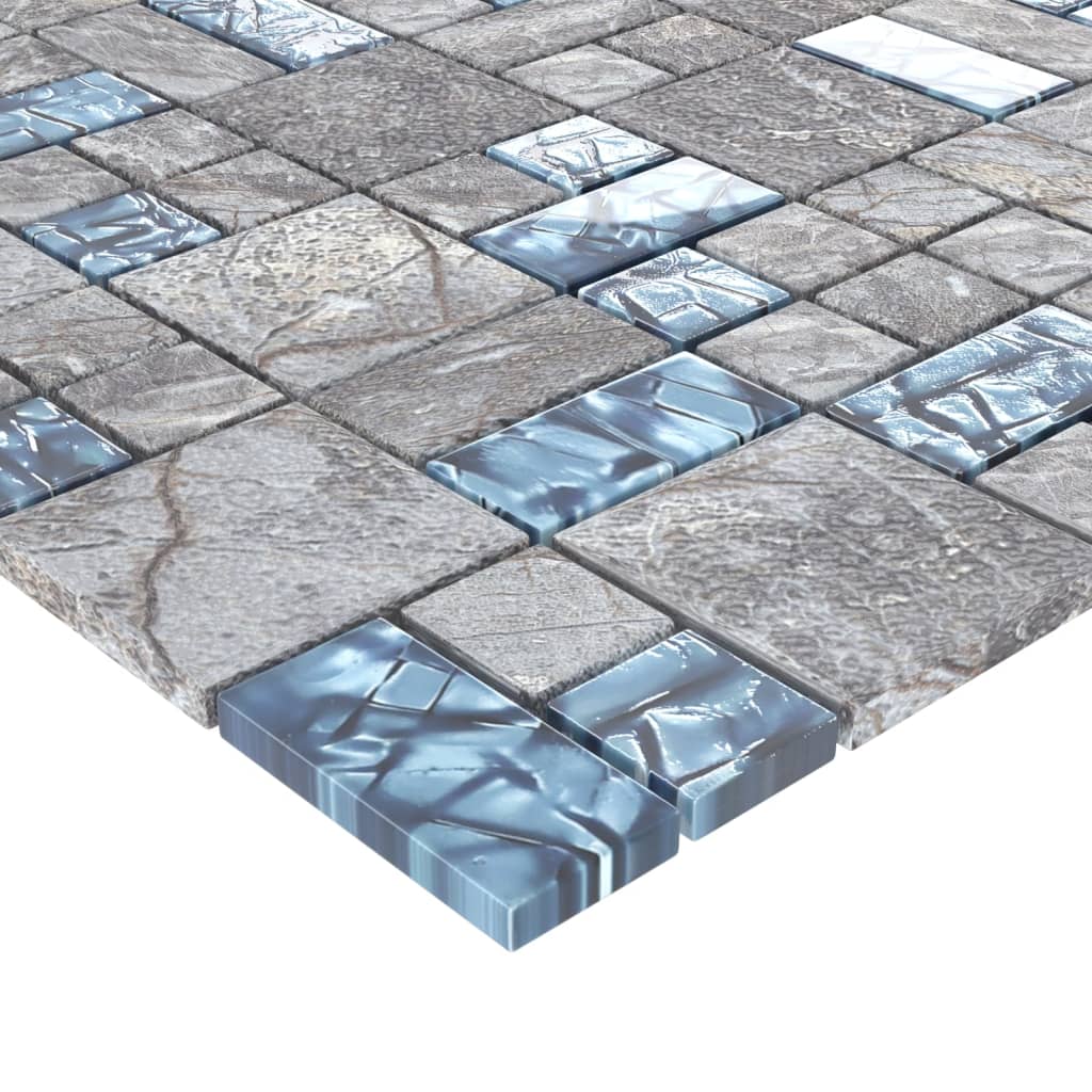 vidaXL Mosaic Tiles 22 pcs Grey and Blue 30x30 cm Glass | SKU: 327310 | Barcode: 8720286341025