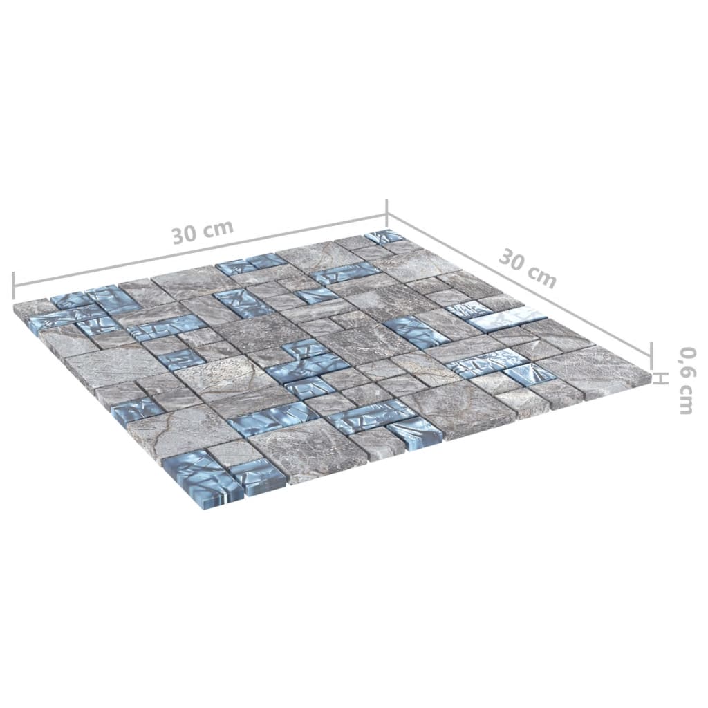 vidaXL Mosaic Tiles 22 pcs Grey and Blue 30x30 cm Glass | SKU: 327310 | Barcode: 8720286341025
