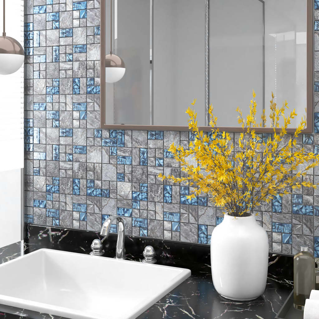 vidaXL Mosaic Tiles 22 pcs Grey and Blue 30x30 cm Glass | SKU: 327310 | Barcode: 8720286341025