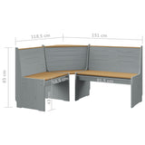 vidaXL Garden Corner Bench 151 cm Solid Pinewood Honey Brown & Grey | SKU: 327248 | Barcode: 8720286343050