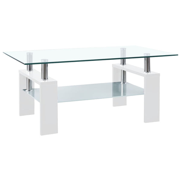 vidaXL Coffee Table White And Transparent 95x55x40 cm Tempered Glass | SKU: 330304 | Barcode: 8720286380093
