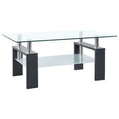 vidaXL Coffee Table Grey And Transparent 95x55x40 cm Tempered Glass | SKU: 330305 | Barcode: 8720286380109