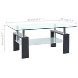 vidaXL Coffee Table Grey And Transparent 95x55x40 cm Tempered Glass | SKU: 330305 | Barcode: 8720286380109